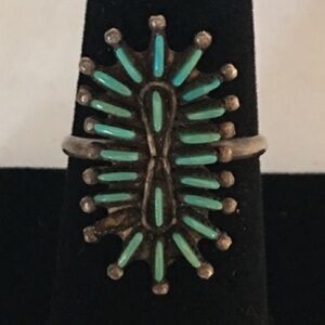 Vintage Native American Zuni Turquoise Cluster Ring 8.75-9